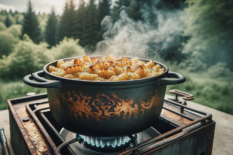 Käse-Lauch-Suppe mit Hackfleisch aus dem Dutch Oven