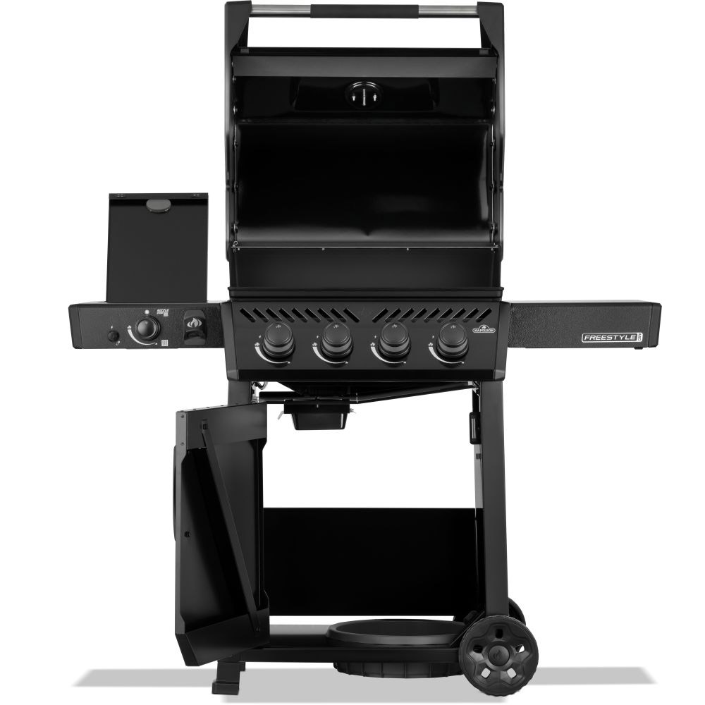 Napoleon Freestyle PRO 425 mit Sizzle Zone in Schwarz, offene Haube und Tür