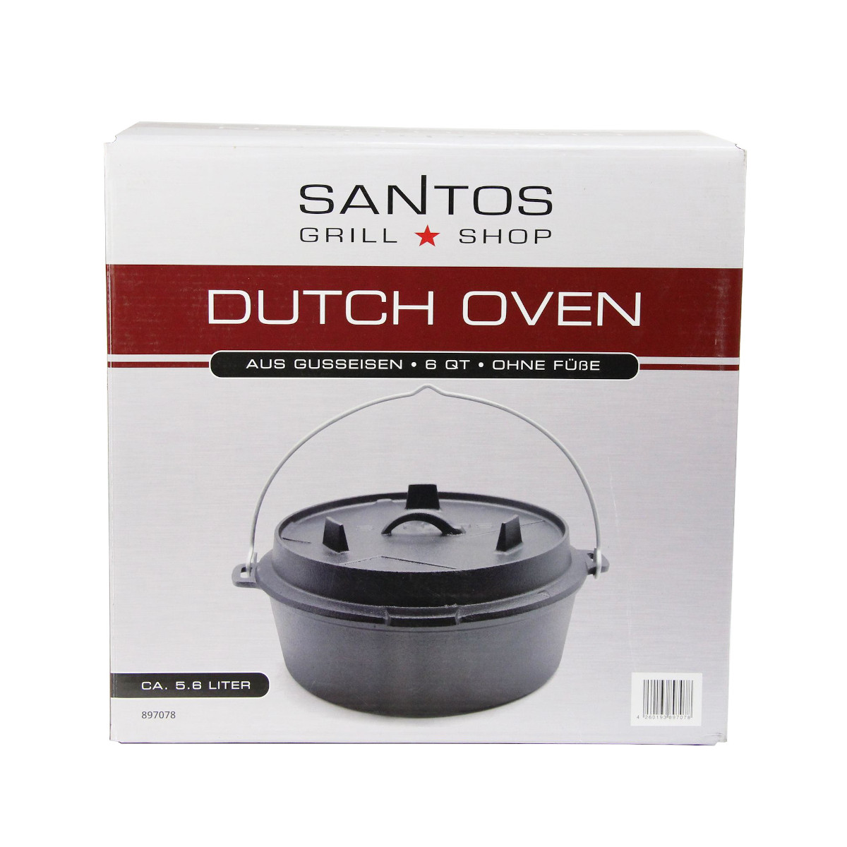 SANTOS Dutch Oven 6qt ohne Füße