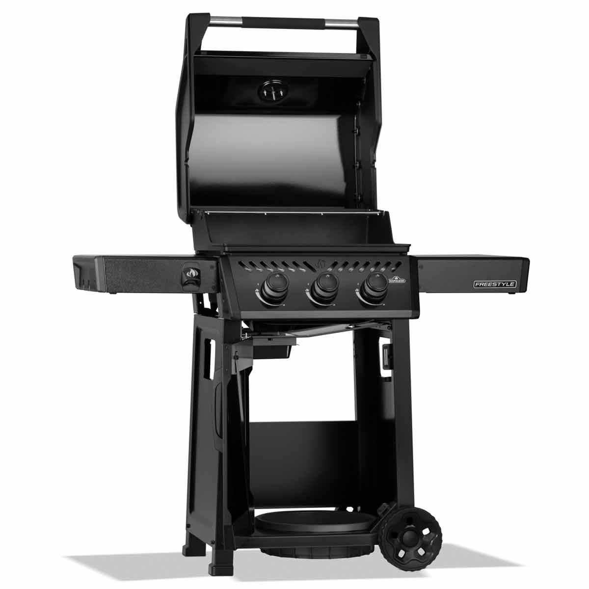 Napoleon Freestyle 365 in Schwarz, Haube und Tür offen