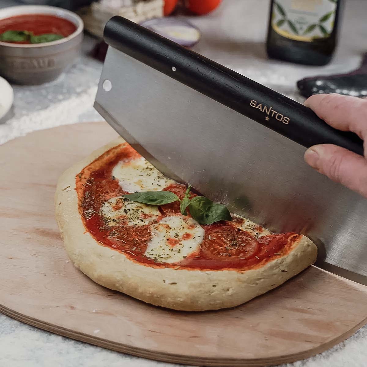 SANTOS Pizza Wiegemesser, Edelstahl, 35 cm SANTOS Pizza Wiegemesser, Edelstahl, 35 cm