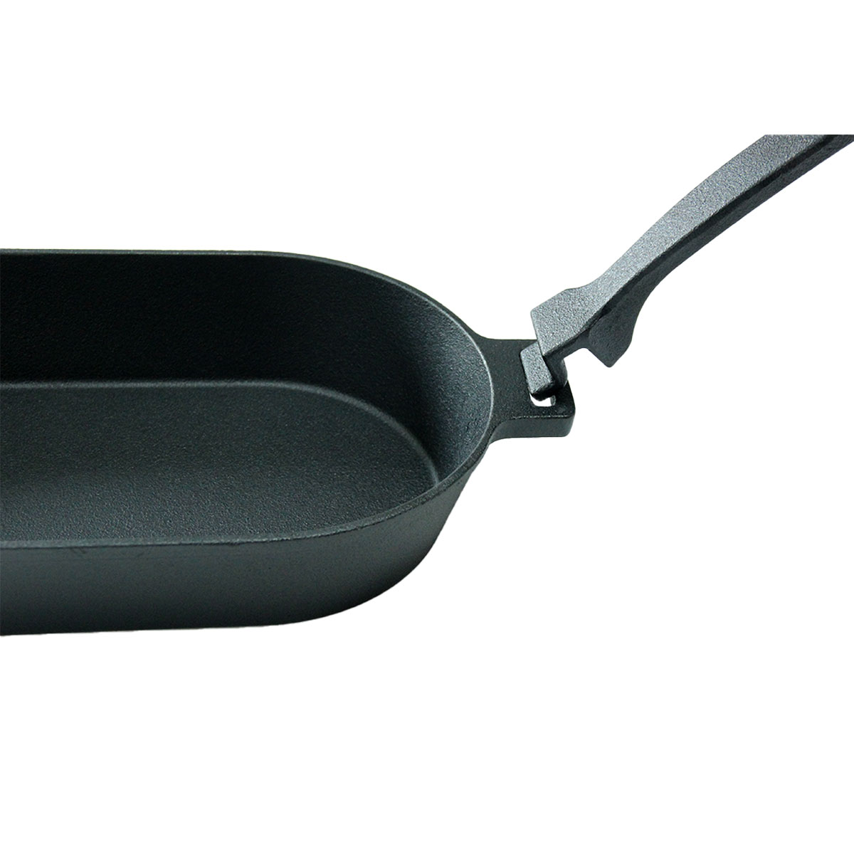 SANTOS SANTOS Gusseiserne Grillpfanne, oval mit abnehmbarem Griff, 36 x 19 cm