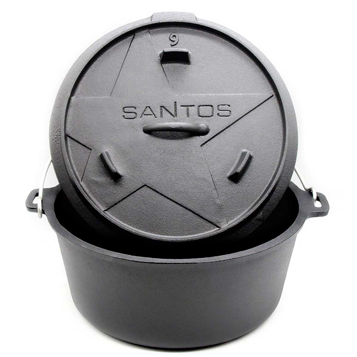 SANTOS Dutch Oven Feuertopf Schmortopf Camp Oven ca. 8 Liter / 9 Qt (ohne Füße)