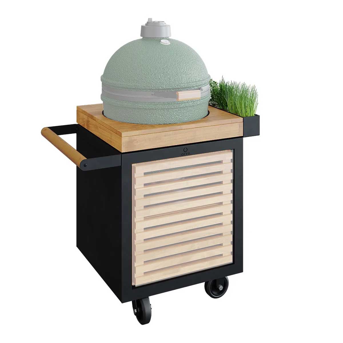 OFYR Kamado Table Black 65 PRO Teakholz BGE