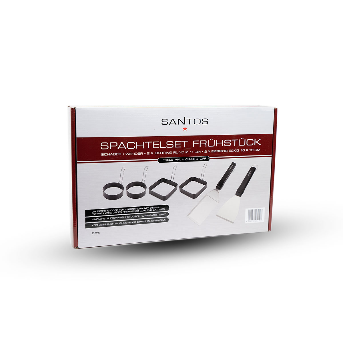 SANTOS Grillspachtel & Spiegeleiformen - American Breakfast - 6-teiliges BBQ Frühstücks-Set - für einen schnellen & leckeren Start in den Tag SANTOS Grillspachtel & Spiegeleiformen - American Breakfast - 6-teiliges BBQ Frühstücks-Set - für einen schnellen & leckeren Start in den Tag