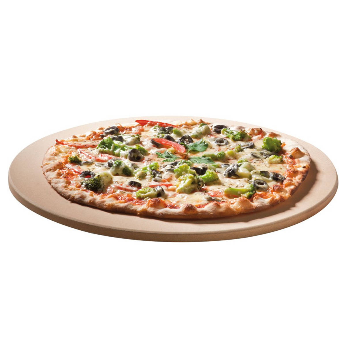 SANTOS runder Pizzastein für Gasgrill, Holzkohlegrills, Smoker & Backofen, Ø 36,5 cm