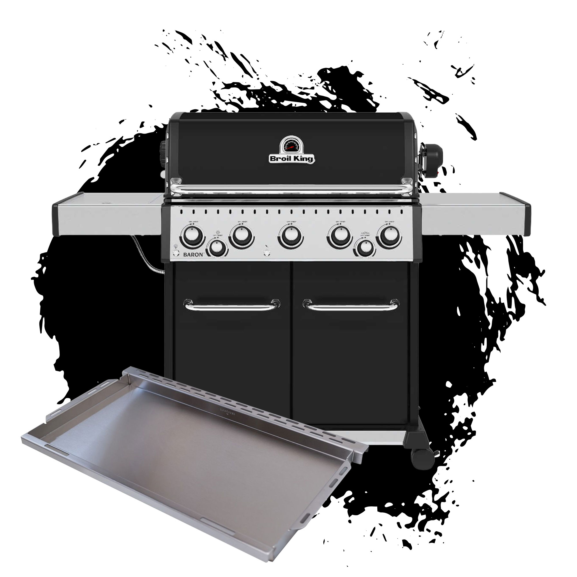 Broil King Baron 590 inkl. Drehspieß + SANTOS XXL Plancha