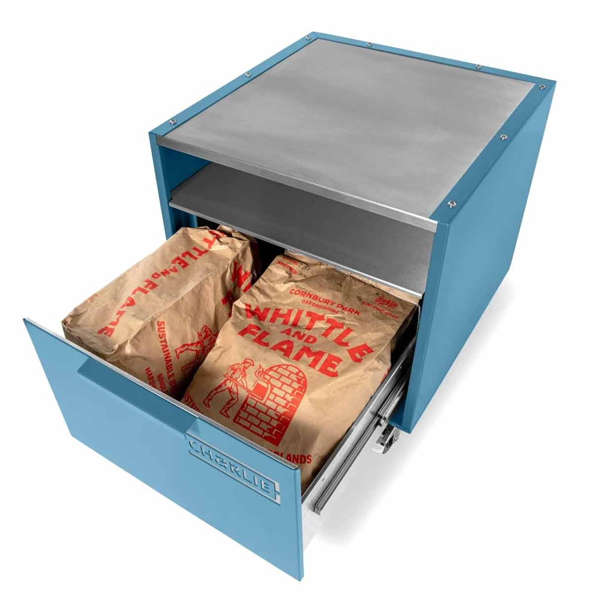Charlie Oven Unterwagen, mit Holzkohle befüllte Schublade