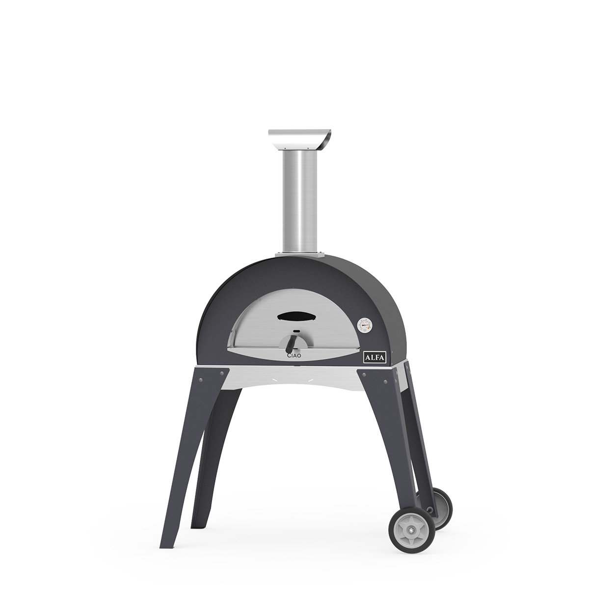 Alfa Forni Pizzaofen Moderno Ciao 2 Pizze, Holz-Backofen, Grau