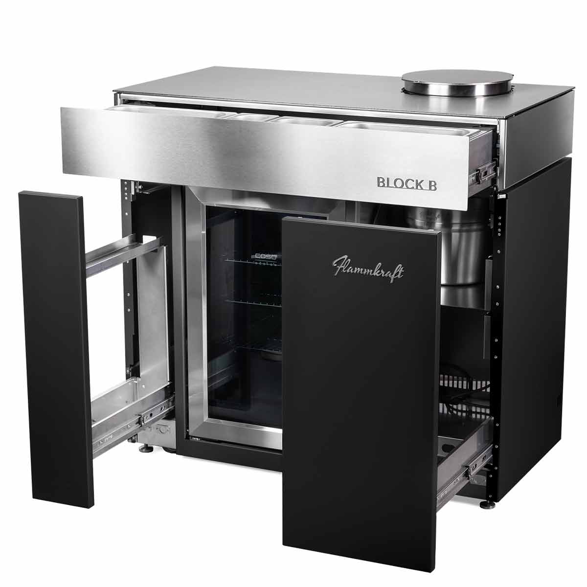 Flammkraft Block B, Flexibles Bar- und Kühlmodul, Frontauszüge