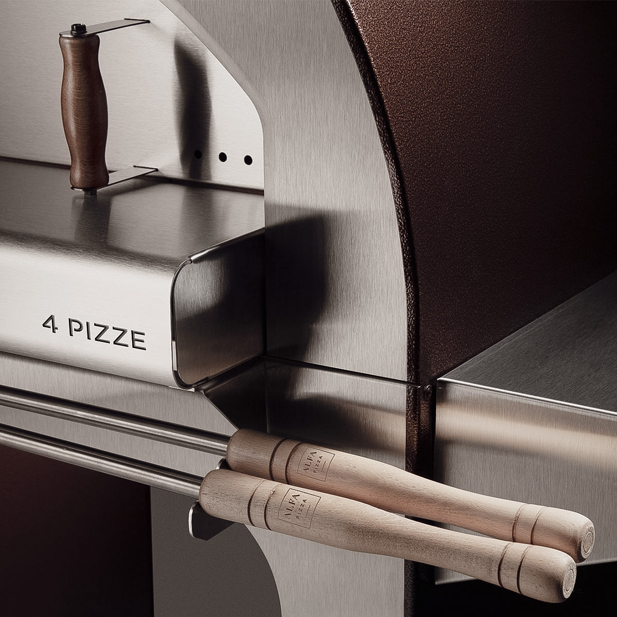 Alfa Pizzaofen 4 Pizze ohne Stand, Holz, Kupfer
