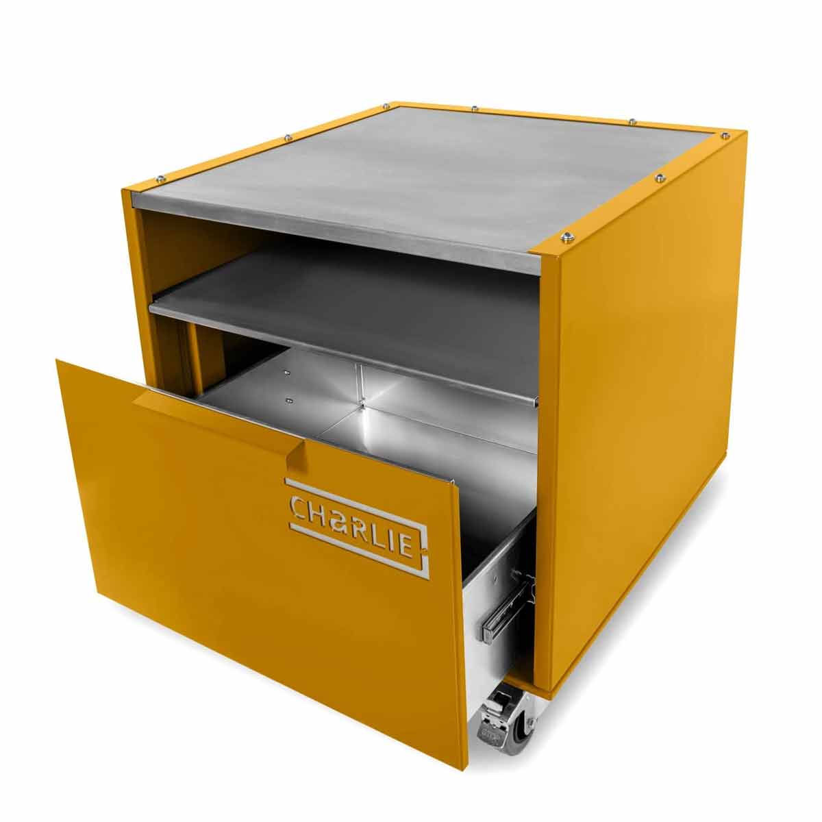 Charlie Oven Unterwagen, geöffnete Schublade