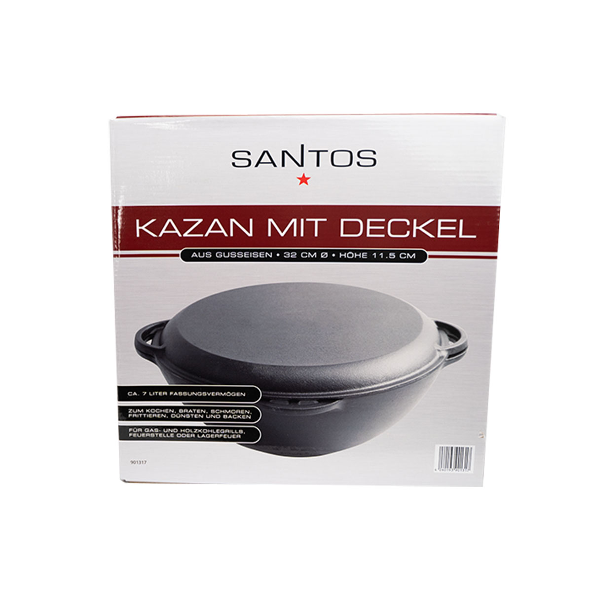 SANTOS Kazan mit Deckel 28,2 x 32 x 11,5 cm, Gusseisen