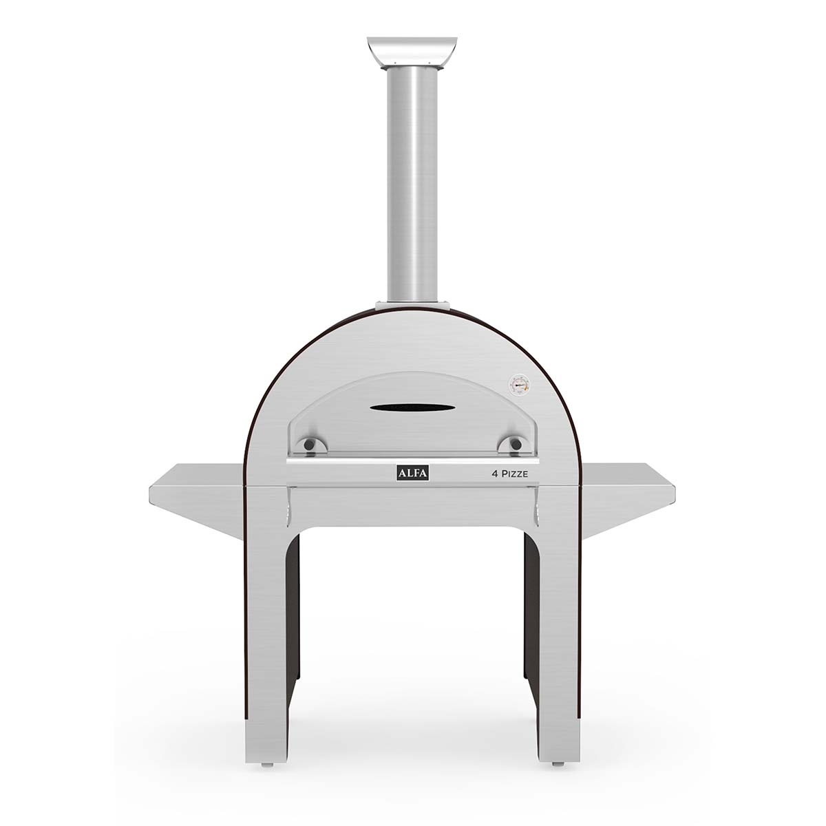 Alfa Pizzaofen 4 Pizze mit Stand, Holz, Kupfer