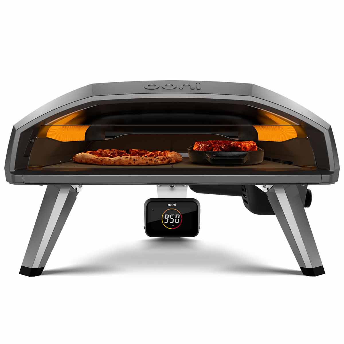 Ooni Koda 2 Pro Gas Pizzaofen, Frontansicht während des Pizzabackens