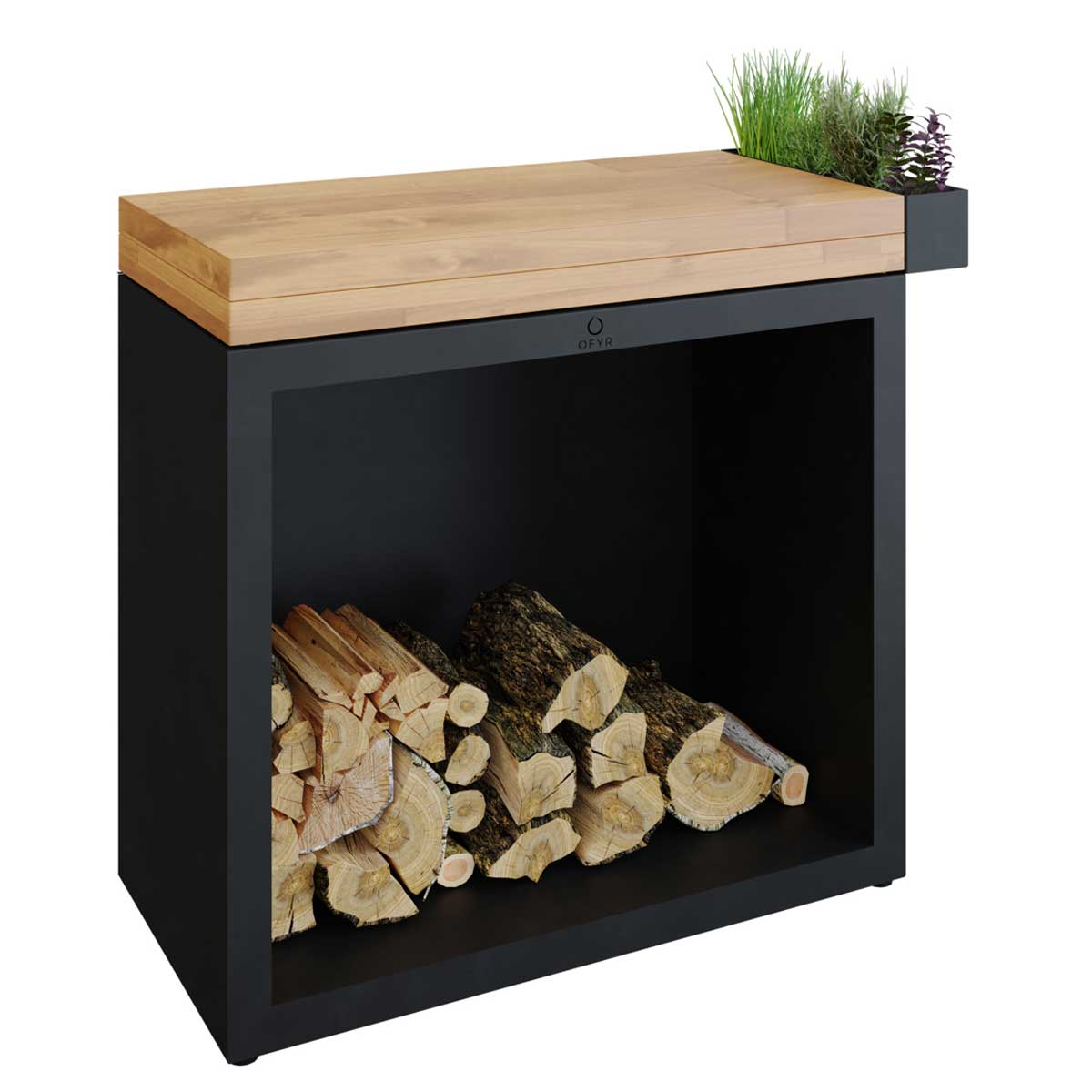 OFYR Butcher Block Storage 90 Black Teakholz