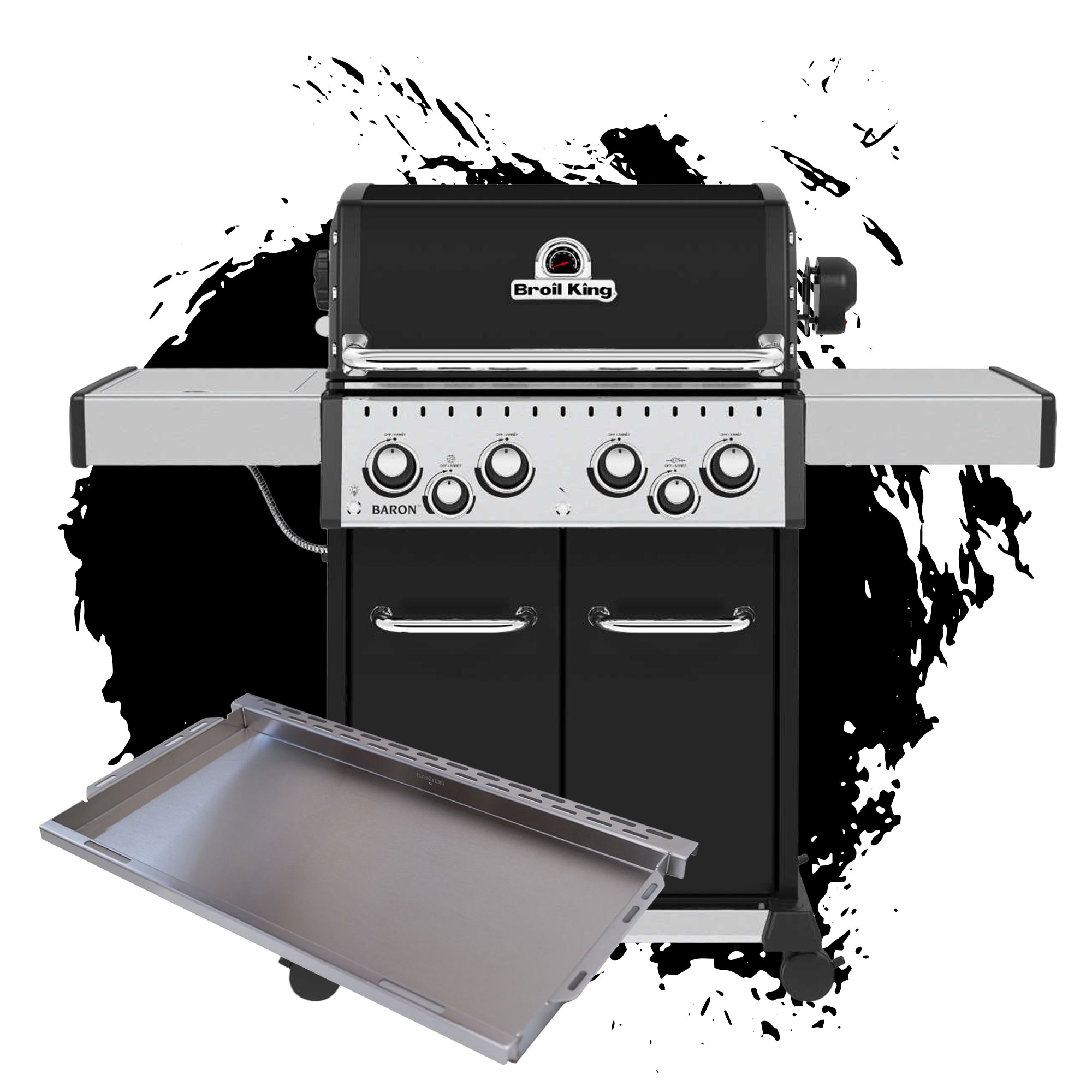 Broil King Baron 490 inkl. Drehspieß + SANTOS XXL Plancha