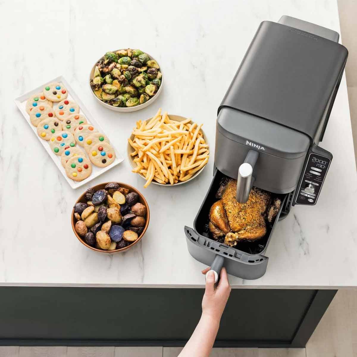 Ninja Double Stack XL 2‑Ebenen Heißluftfritteuse 9,5 Liter in Grau