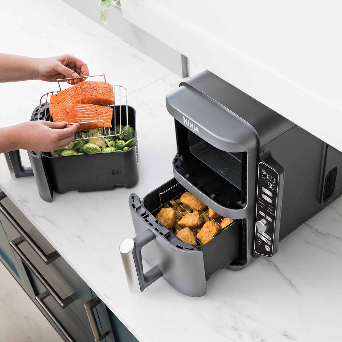 Ninja Double Stack XL 2‑Ebenen Heißluftfritteuse 9,5 Liter in Grau