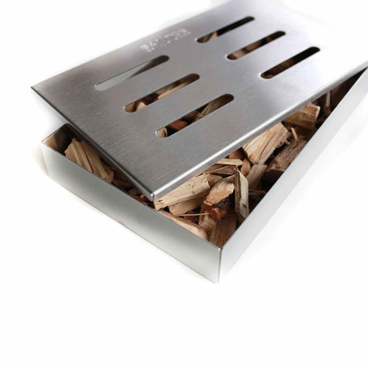 SANTOS Räucherbox aus Edelstahl | inkl. 1kg SANTOS Hickory Räucherchips
