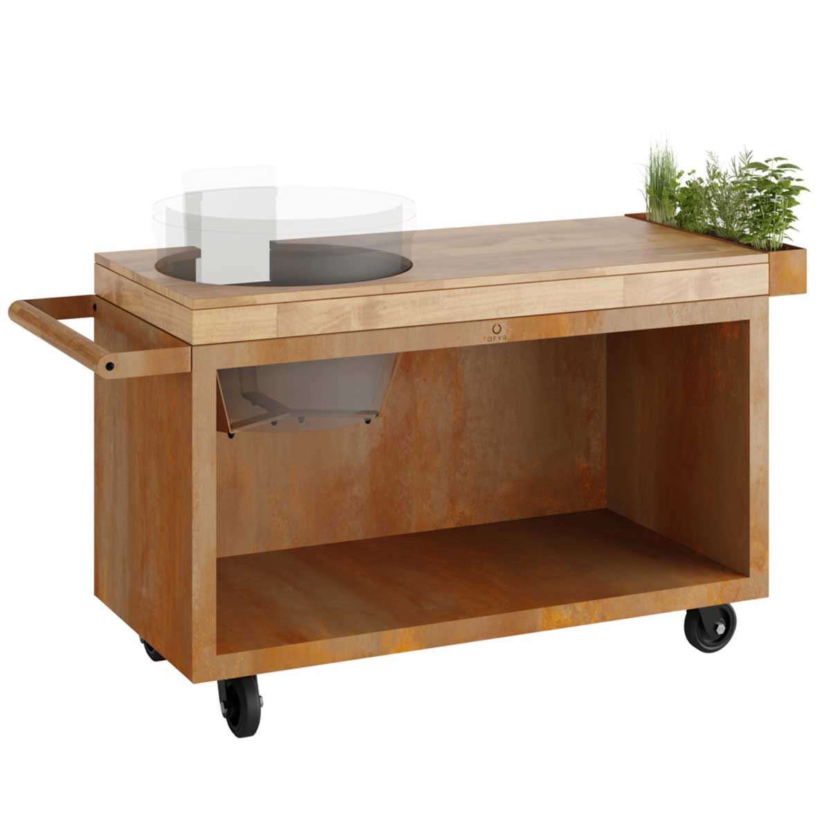 OFYR Kamado Table Corten 135 PRO Teakholz für Kamado Joe OFYR Kamado Table Corten 135 PRO Teakholz für Kamado Joe