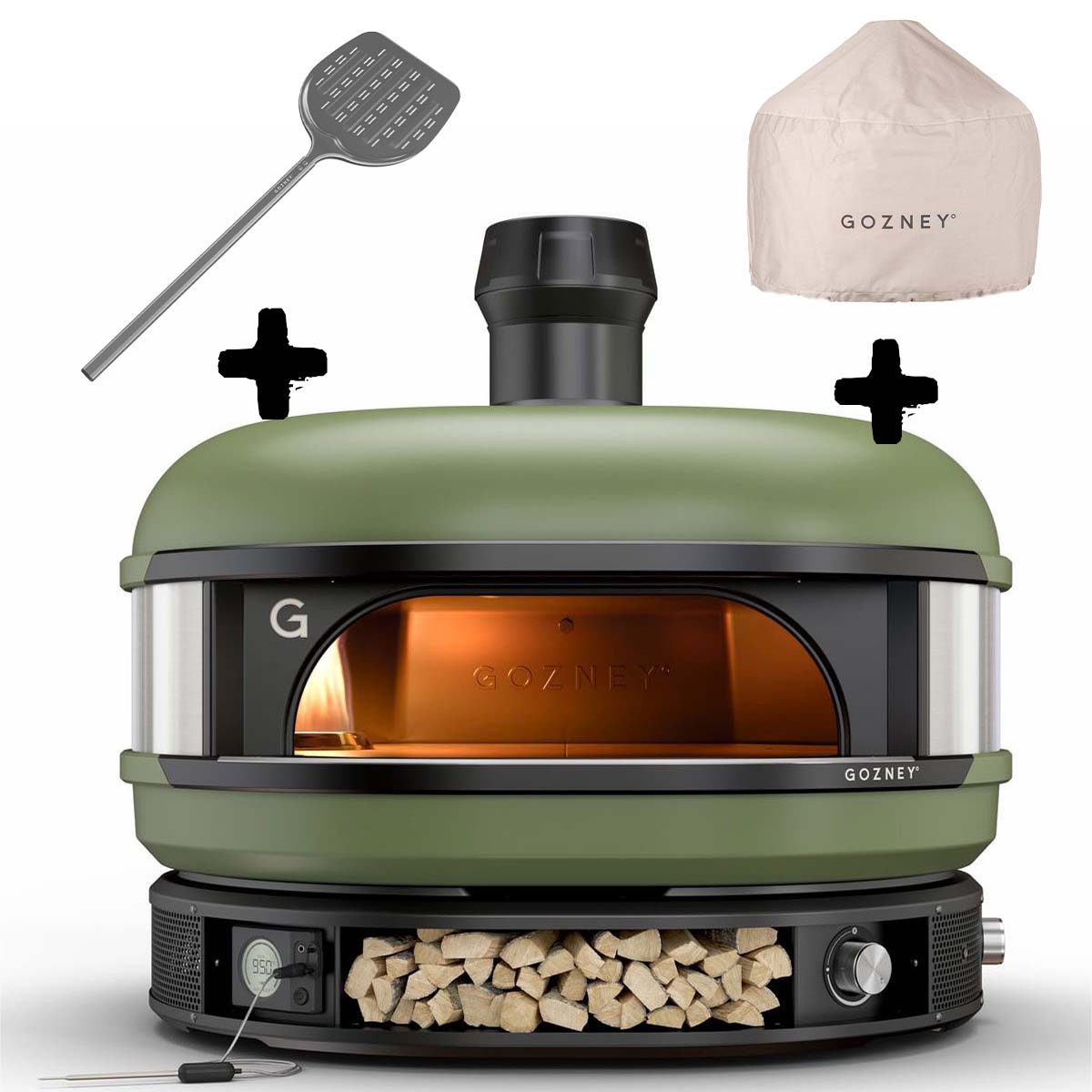 Gozney Dome Dual-Fuel Pizzaofen inkl. Abdeckhaube und Heber, olivgrün