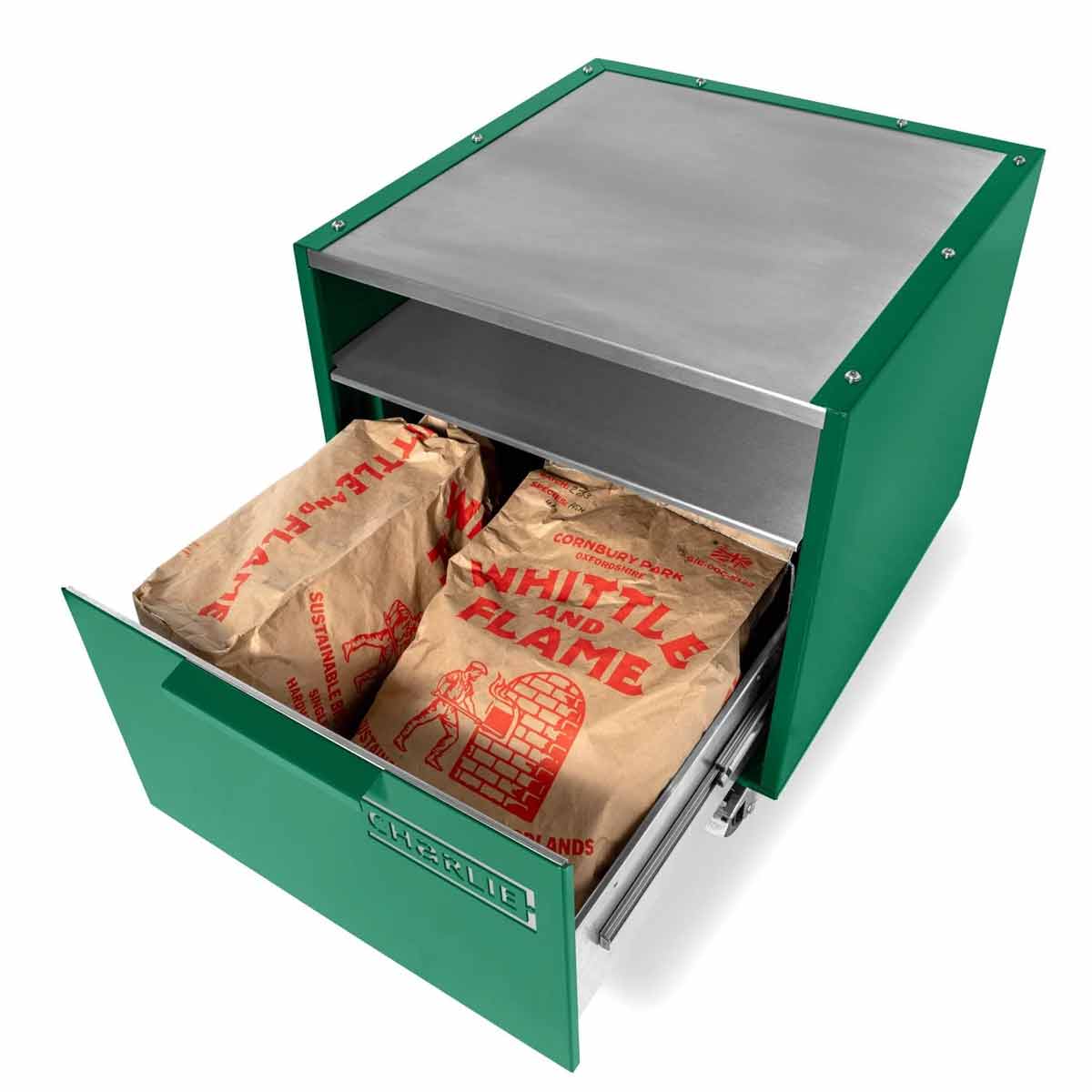Charlie Oven Unterwagen, mit Holzkohle befüllte Schublade