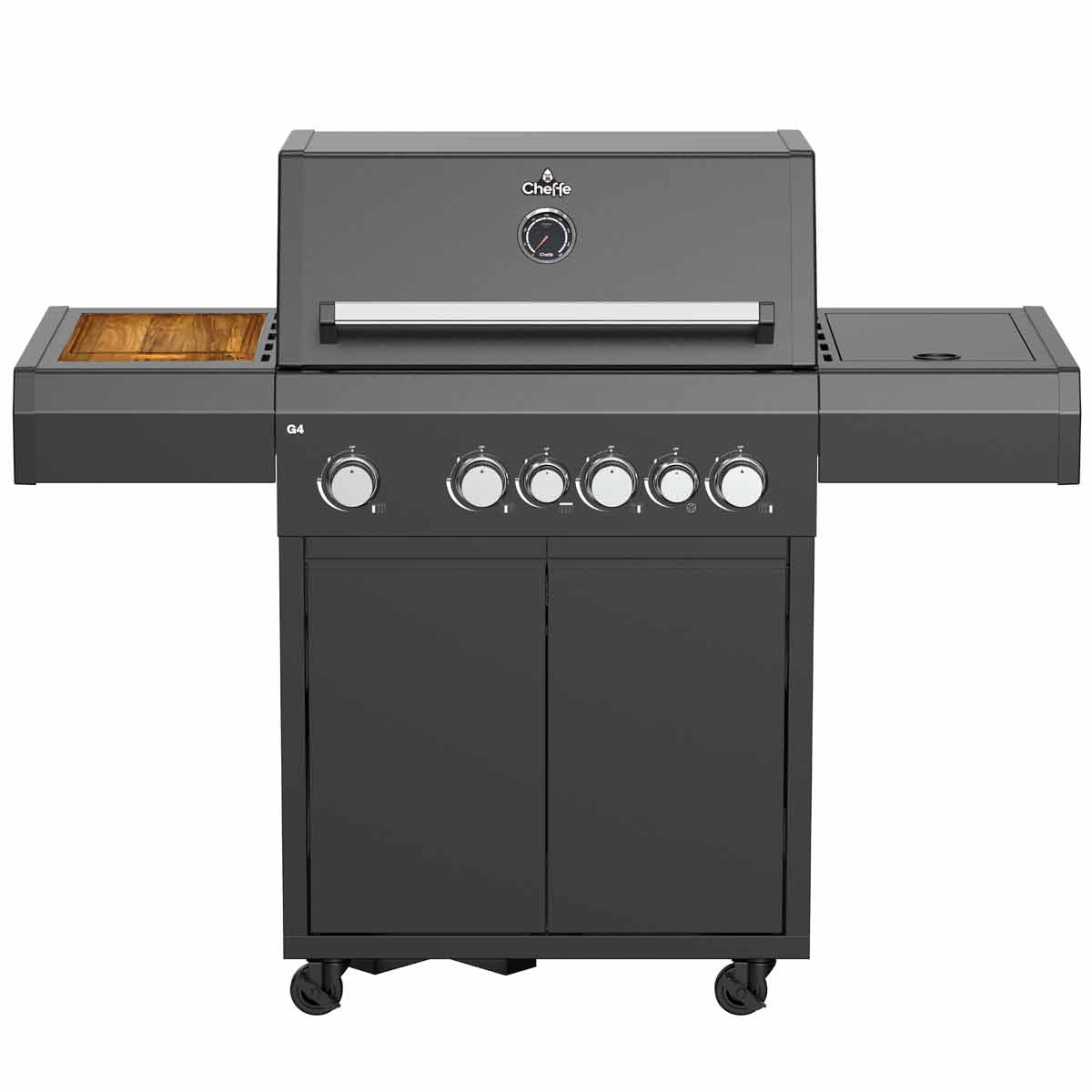 Cheffe G4 Gasgrilll 4-Brenner | Schwarz | inkl. Abdeckhaube