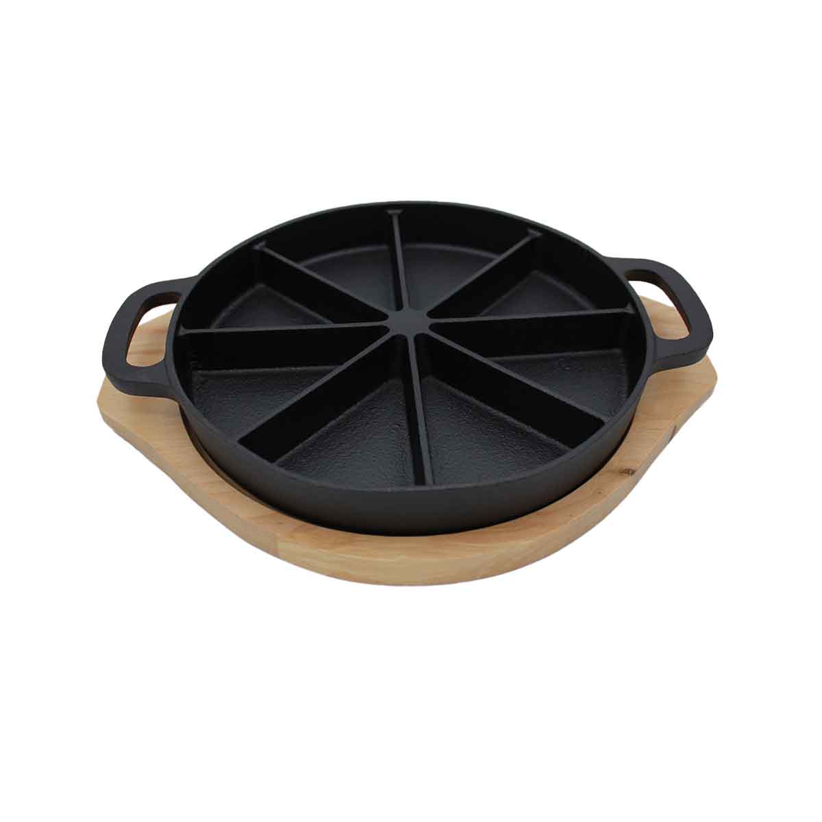 SANTOS Wedge Pan mit Holz-Serviertablett Ø 21,5 x 3 cm, Gusseisen, Komplett