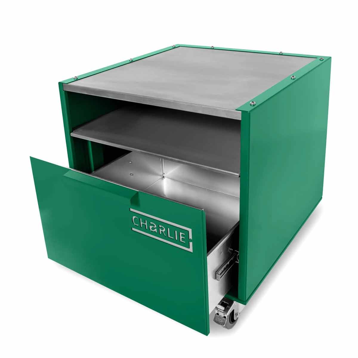 Charlie Oven Unterwagen, geöffnete Schublade