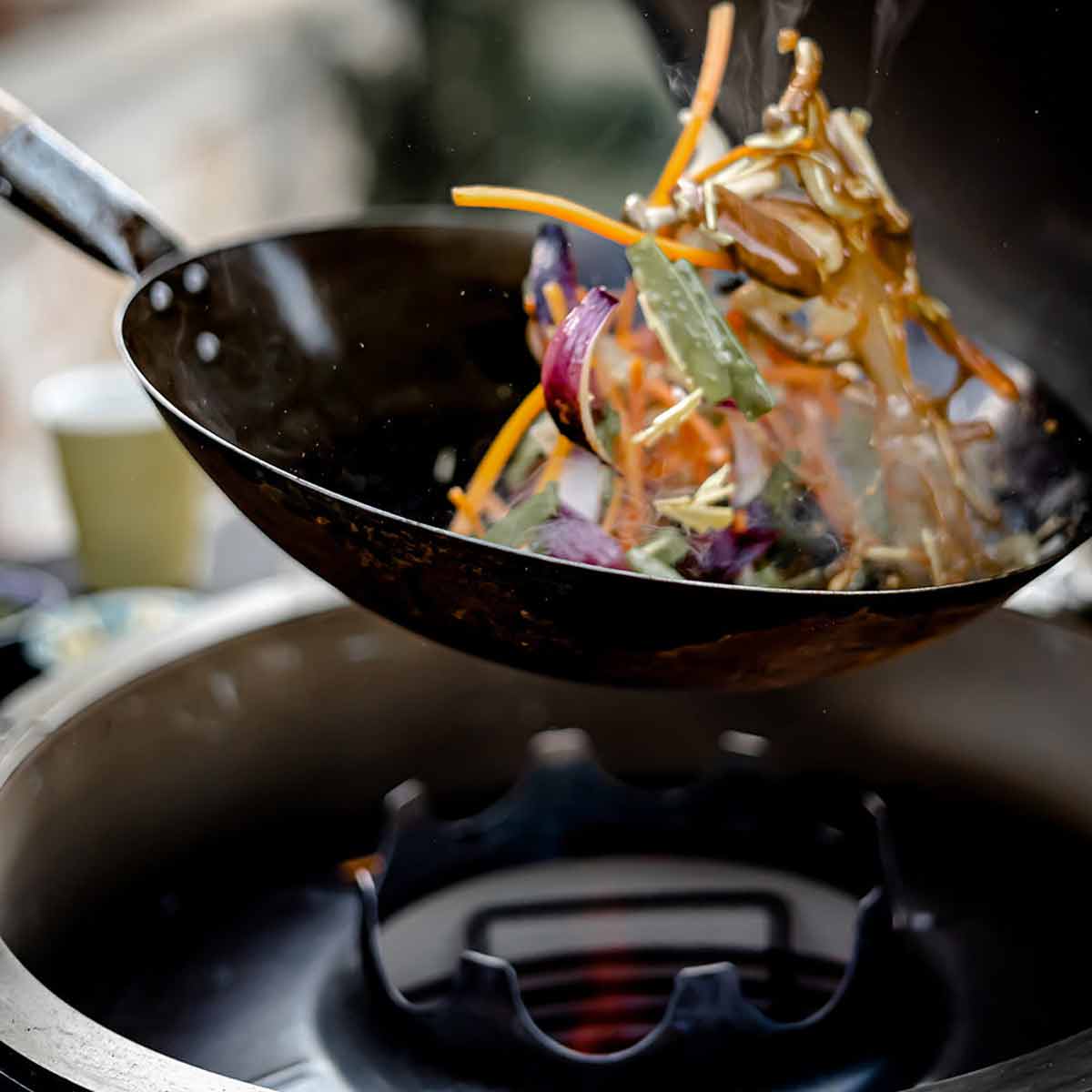 Monolith Wok aus Stahl mit rundem Boden Ø 35 cm