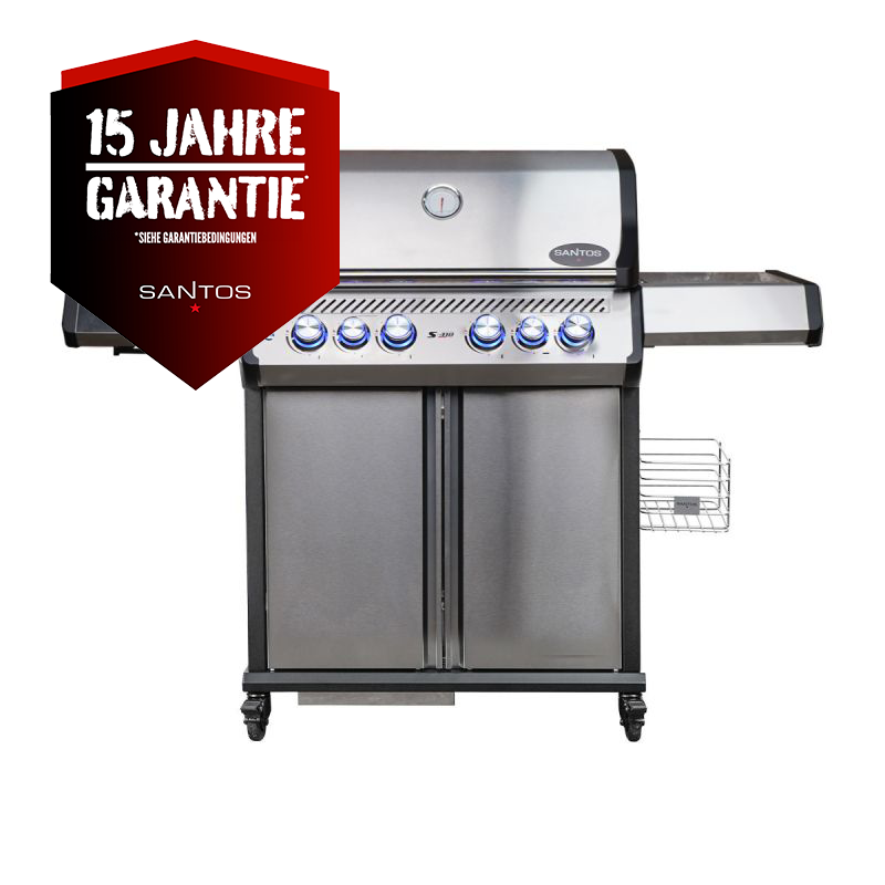 SANTOS S-418 Pro Edelstahl | Seiten- & Heckbrenner | inkl. Drehspieß