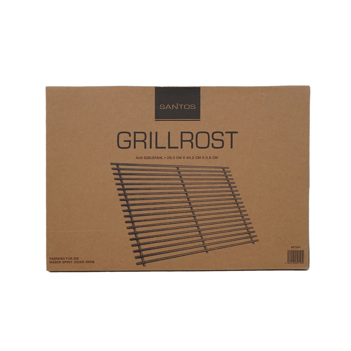 SANTOS Edelstahl Grillrost für Weber Spirit 300er | 29 x 44,2 cm