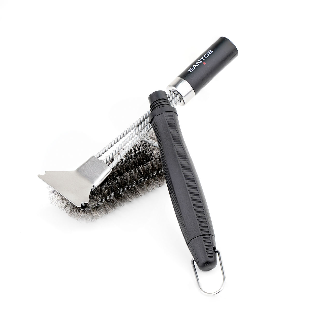 SANTOS 3-Kopf Grillbürste mit Schaber | 44 cm