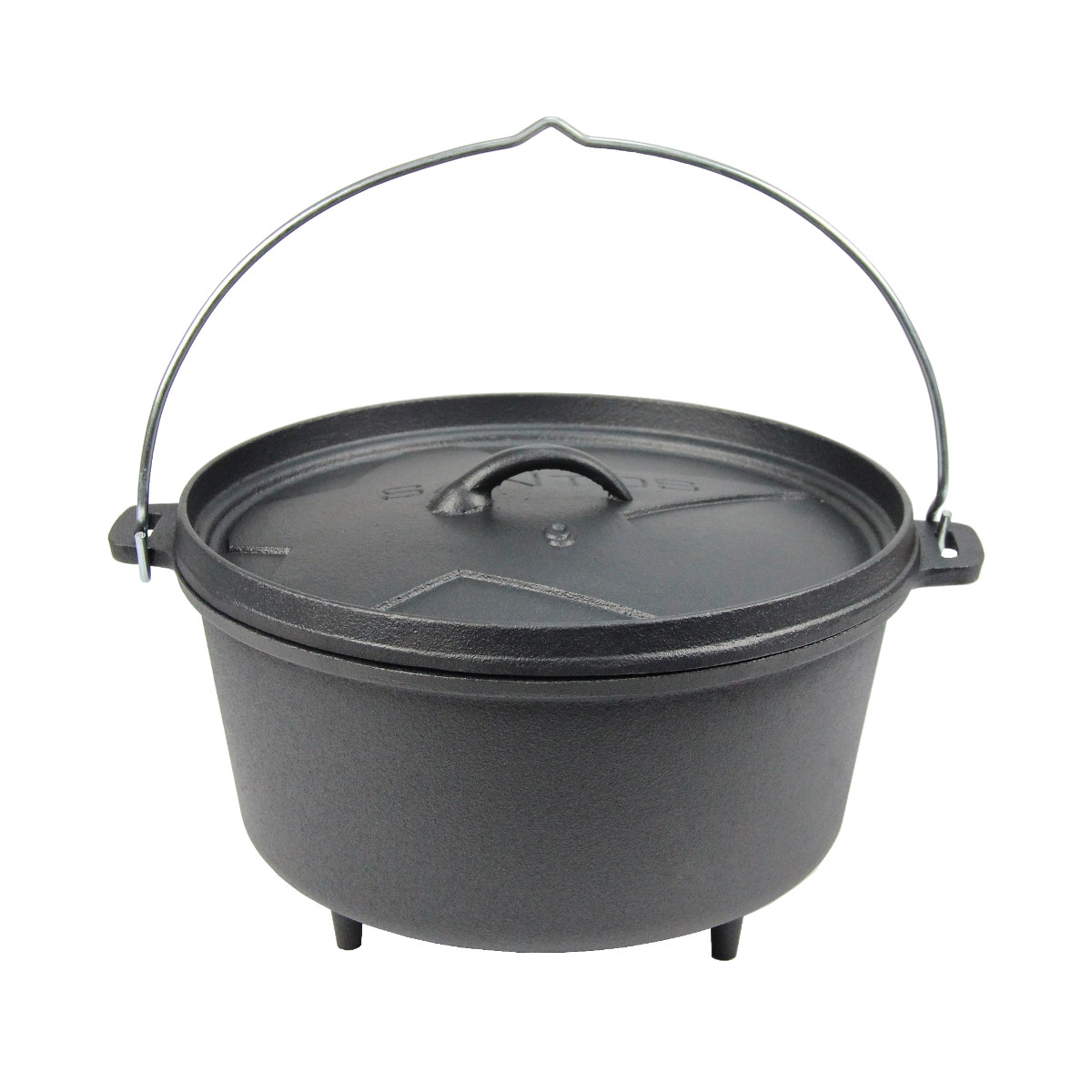 SANTOS Dutch Oven Feuertopf Schmortopf Camp Oven ca. 8 Liter / 9 Qt mit Füßen