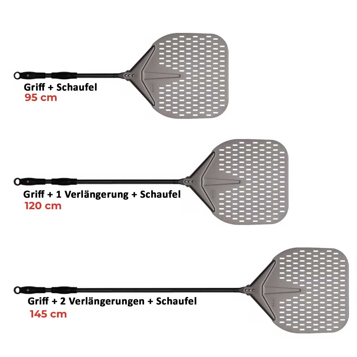 Alfa Forni Pizzaschaufel Set Large - Universal, 4-teilig Alfa Forni Pizzaschaufel Set Large - Universal, 4-teilig