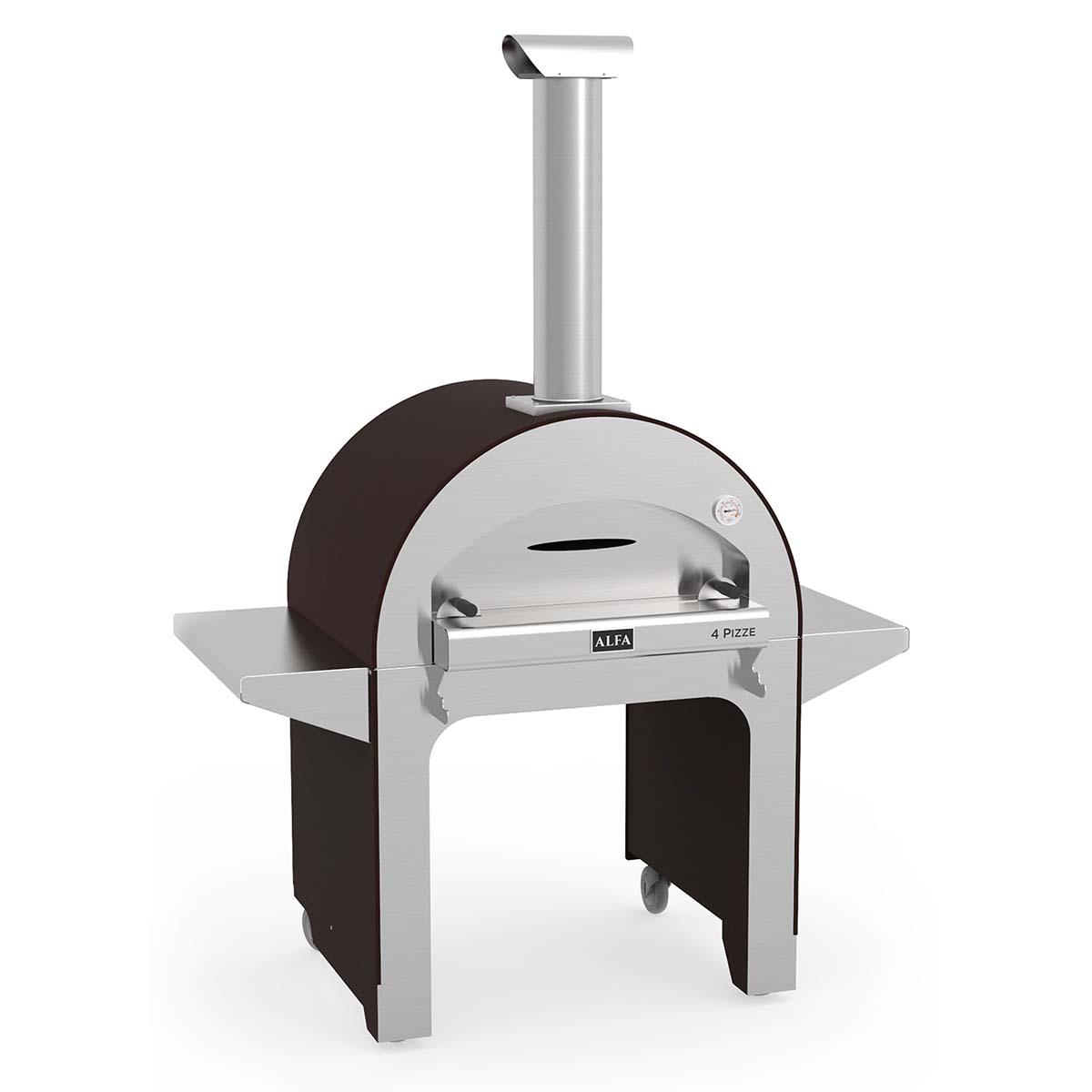 Alfa Pizzaofen 4 Pizze mit Stand, Holz, Kupfer