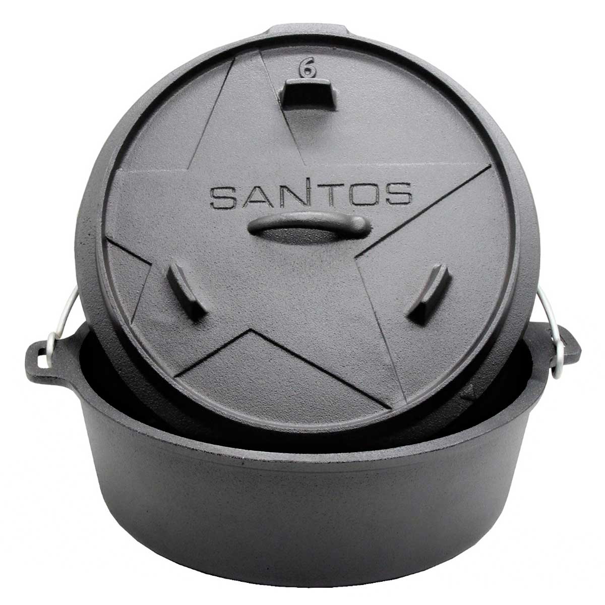 SANTOS Dutch Oven, Schmortopf für Außenküche, 6 Qt ohne Füße, Gusseisen SANTOS Dutch Oven, Schmortopf für Außenküche, 6 Qt ohne Füße, Gusseisen