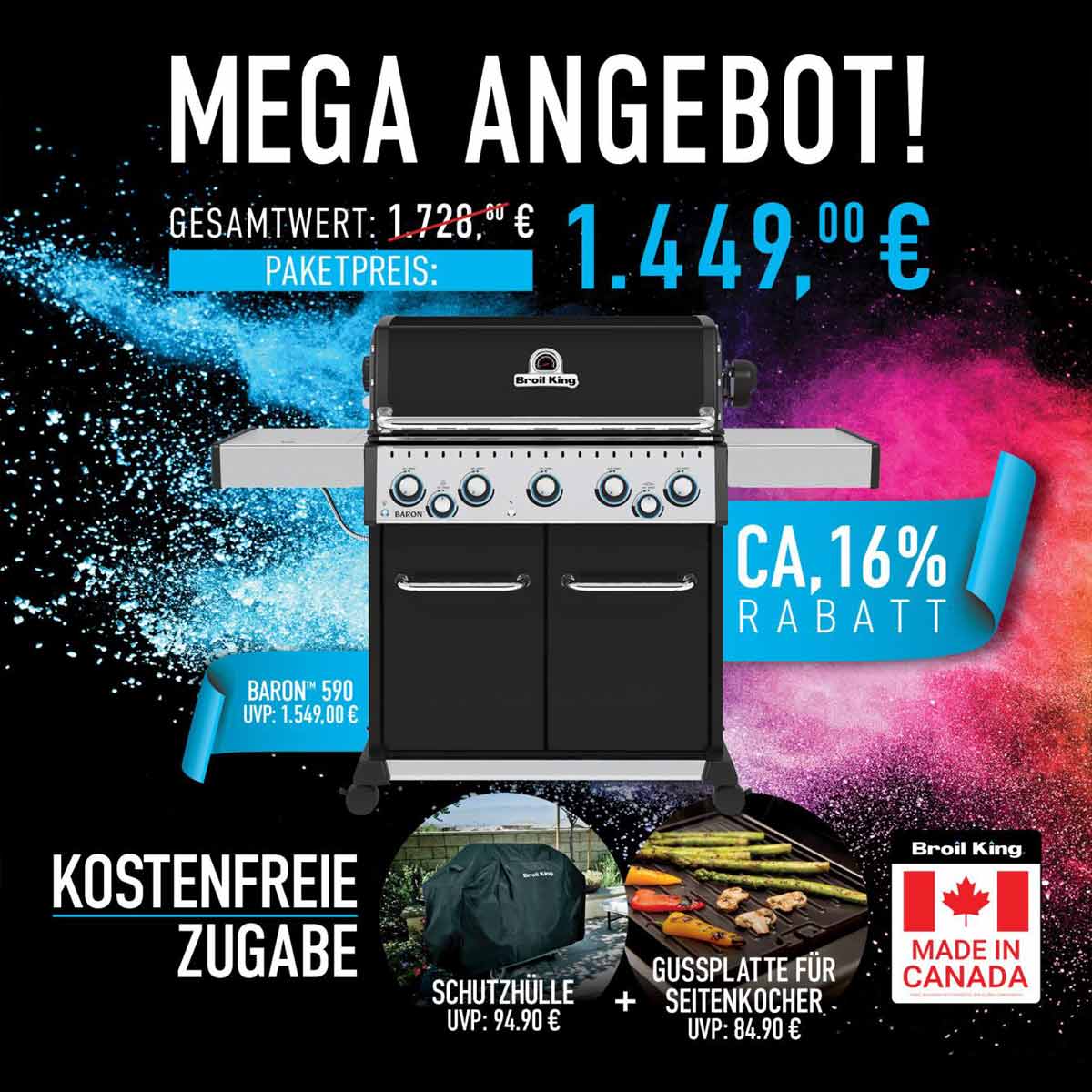 Broil King Baron 590 | Promo Aktion | inkl. Drehspieß, Abdeckhaube, & Gussplatte