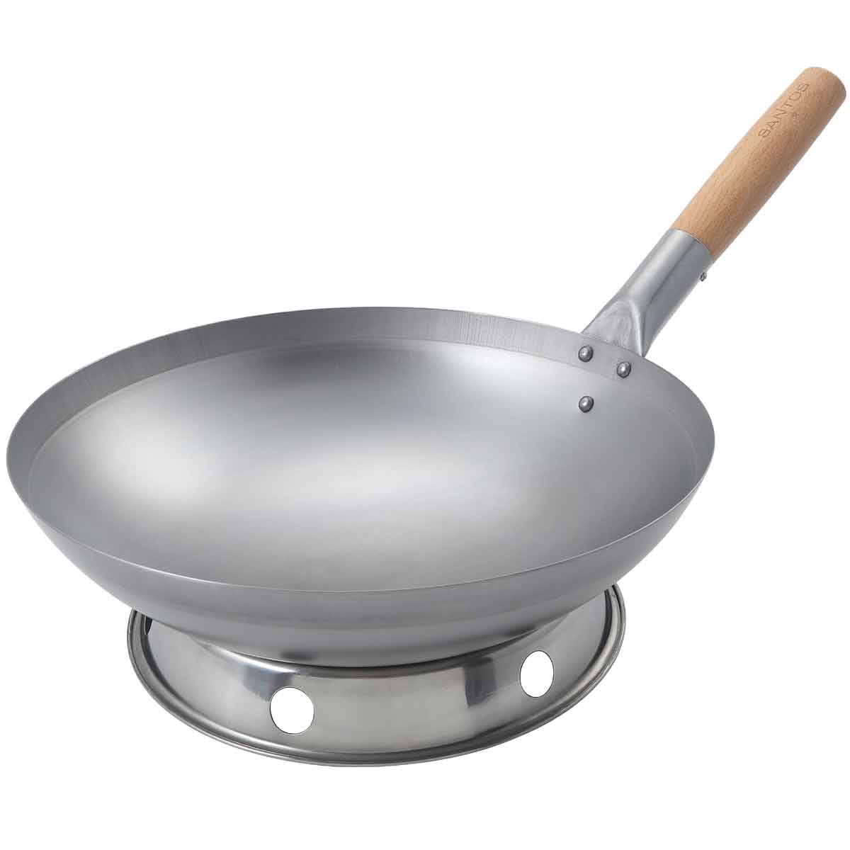 SANTOS Wok | 33 cm | Carbonstahl | mit Wokring