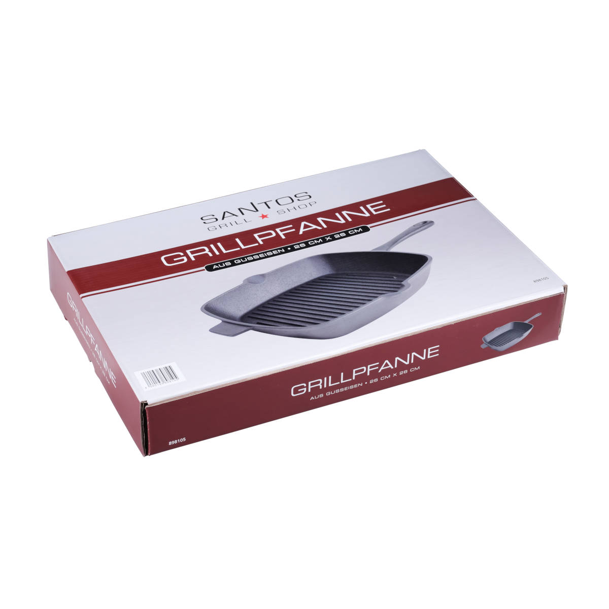 SANTOS Gusseiserne Grillpfanne, 26 x 26 cm SANTOS Gusseiserne Grillpfanne, 26 x 26 cm