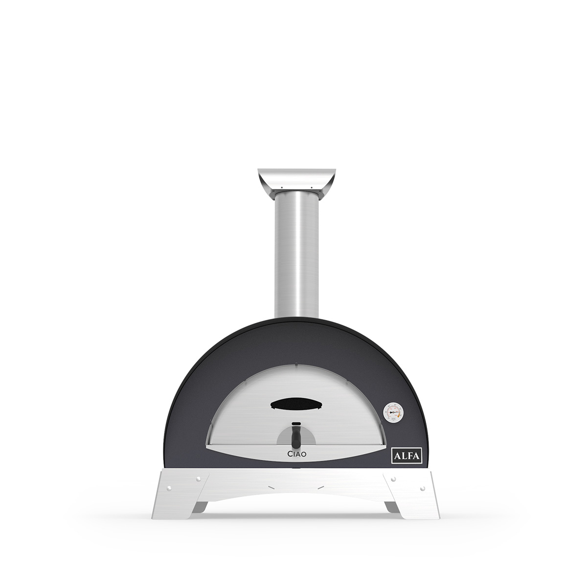 Alfa Forni Pizzaofen Moderno Ciao 2 Pizze, Holz-Backofen, Grau