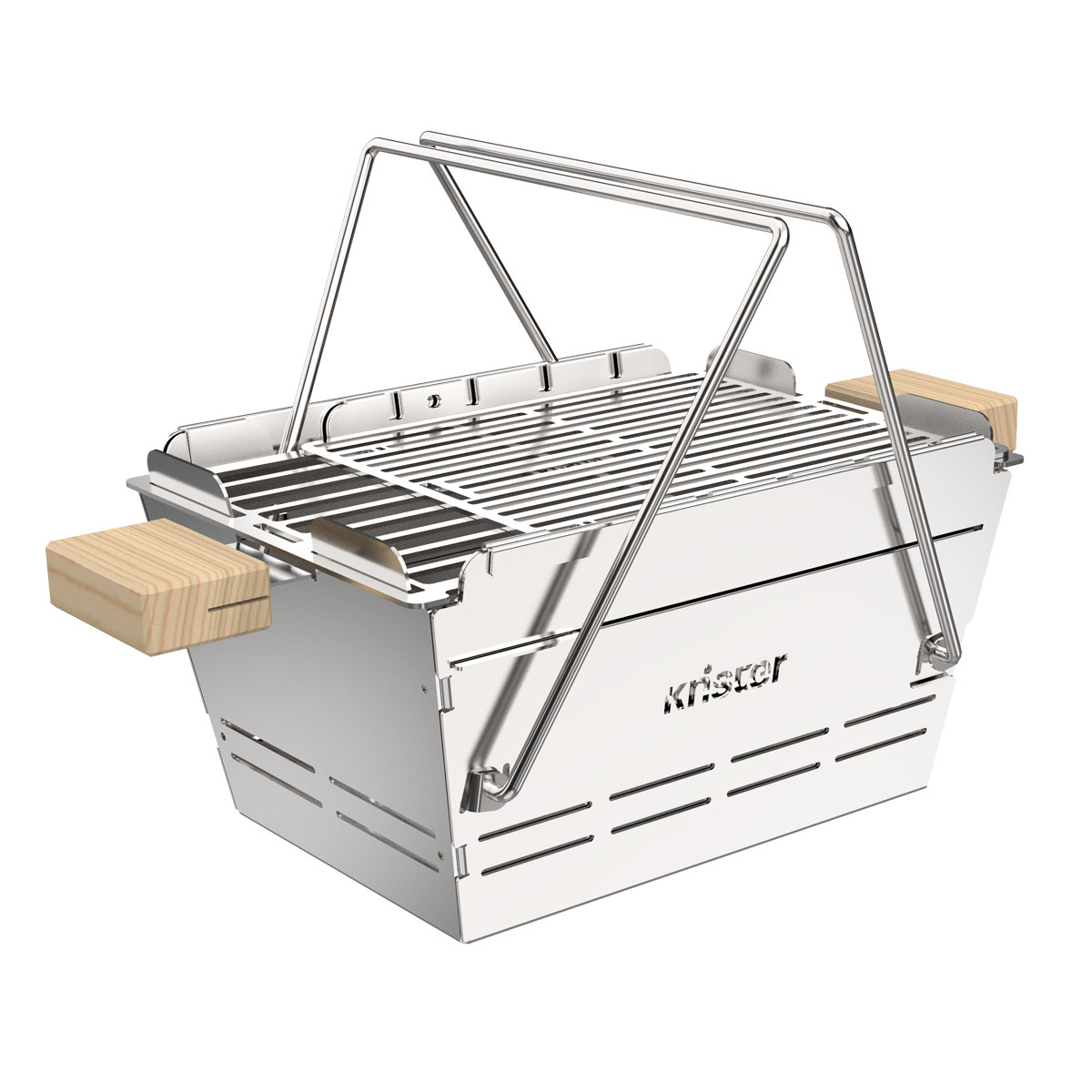 Knister Grill Premium – tragbarer Holzkohlegrill aus Edelstahl Knister Grill Premium – tragbarer Holzkohlegrill aus Edelstahl