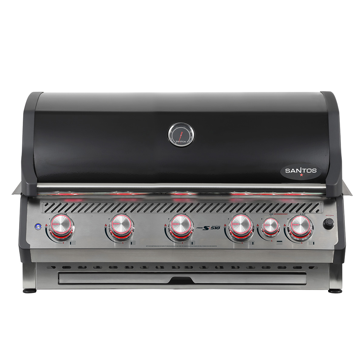 SANTOS Free S-510 Einbaugrill mit LED-Knopfbeleuchtung, Schwarz