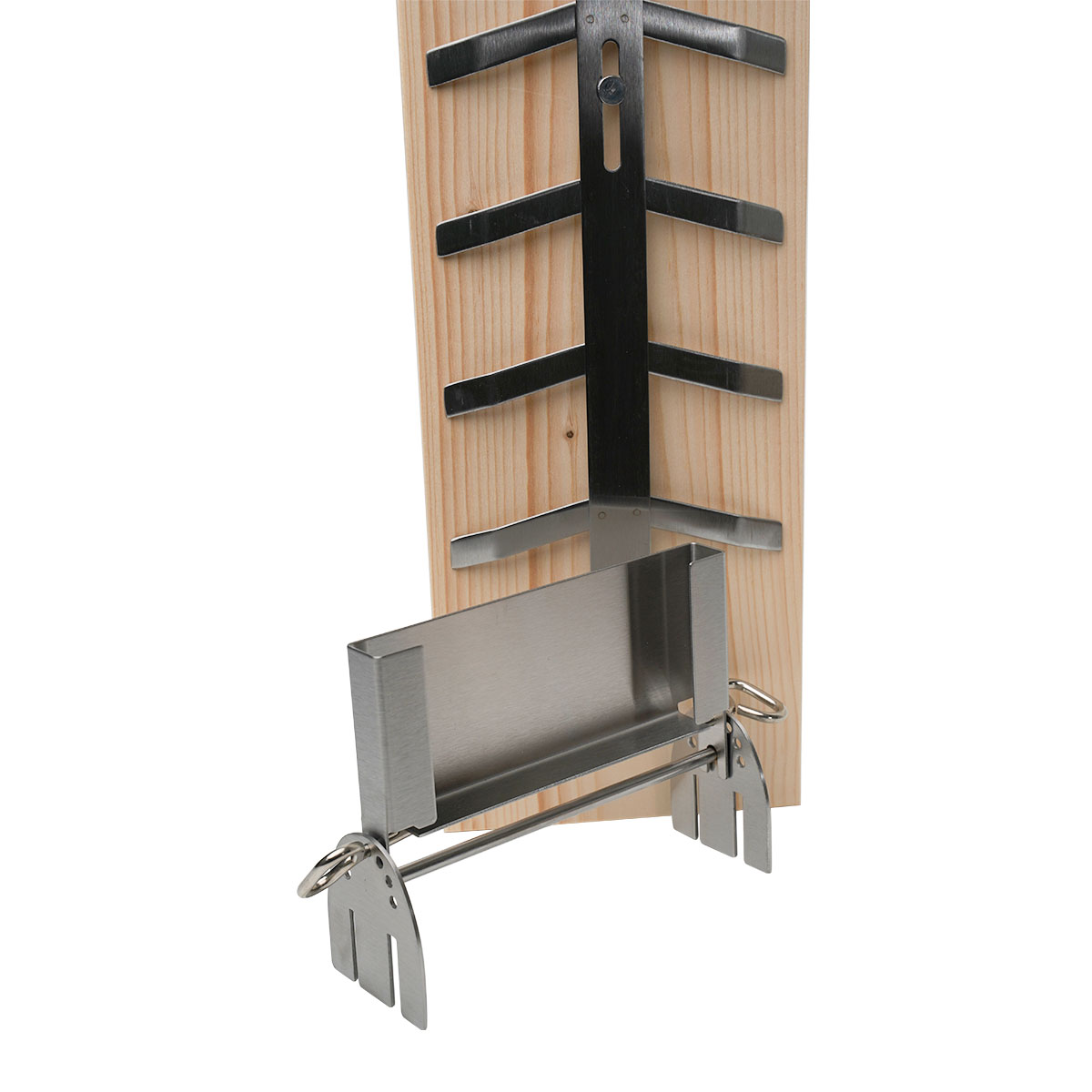 SANTOS Flammlachshalter aus Edelstahl inkl. Flammlachsbrett aus Zedernholz SANTOS Flammlachshalter aus Edelstahl inkl. Flammlachsbrett aus Zedernholz