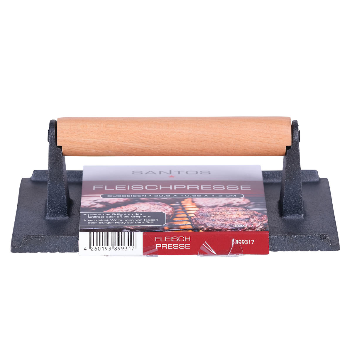 SANTOS Fleischpresse mit Holzgriff Verpackung