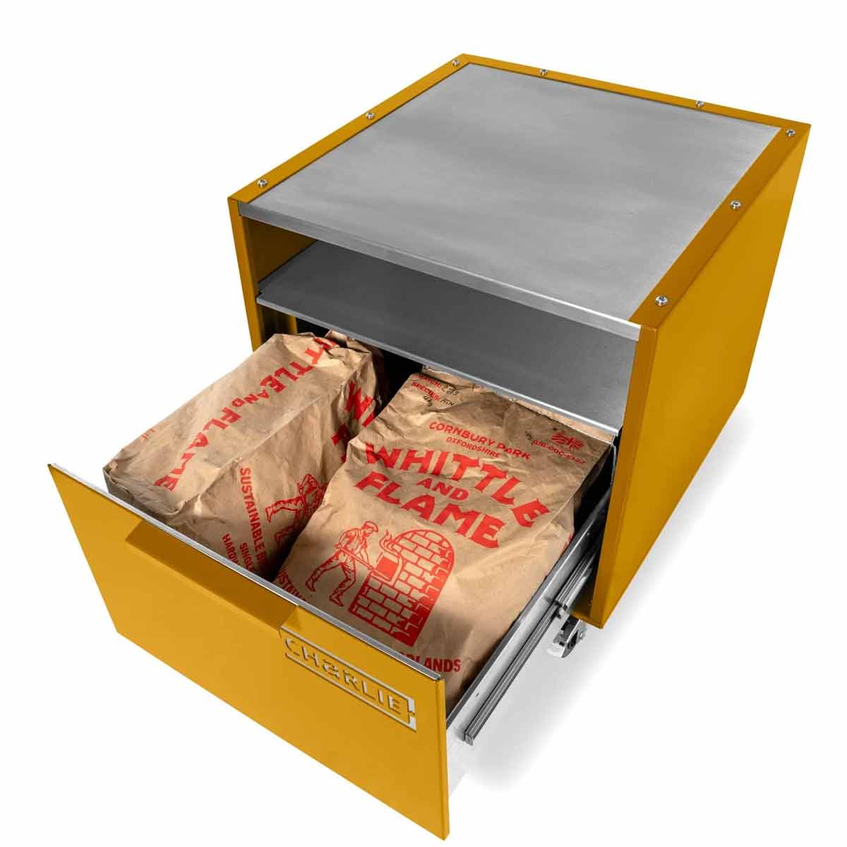 Charlie Oven Unterwagen, mit Holzkohle befüllte Schublade