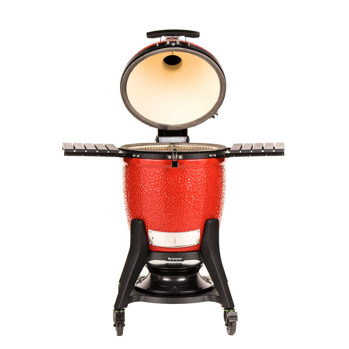 Kamado Joe Classic Joe III mit neuem Unterwagen & Seitenablagen, 2021 - geöffnet Kamado Joe Classic Joe III mit neuem Unterwagen & Seitenablagen, 2021 - geöffnet