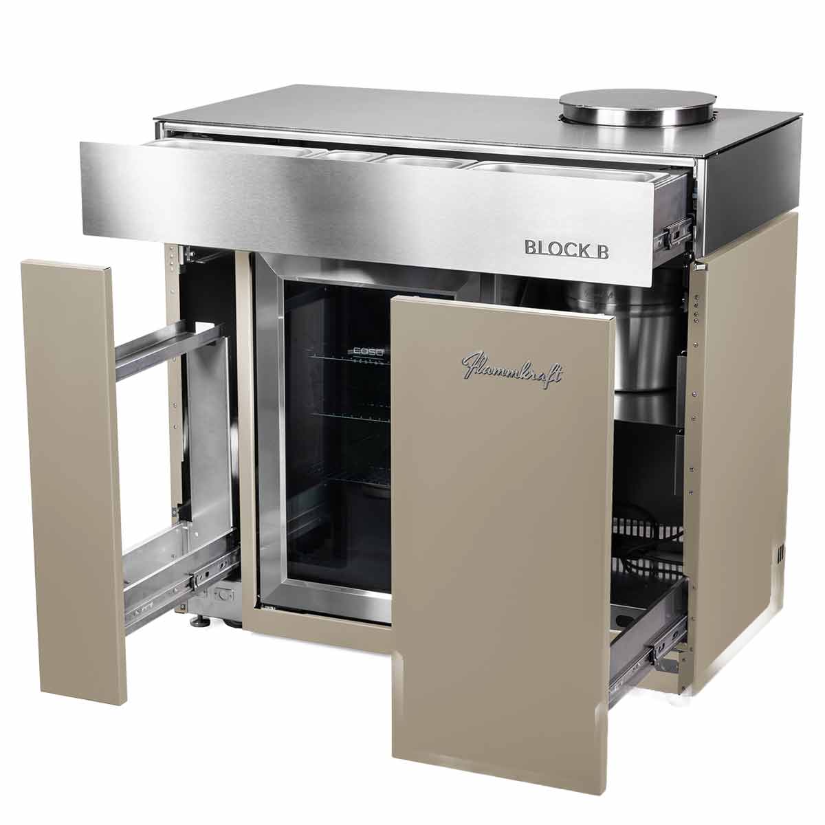 Flammkraft Block B, Flexibles Bar- und Kühlmodul, Frontauszüge