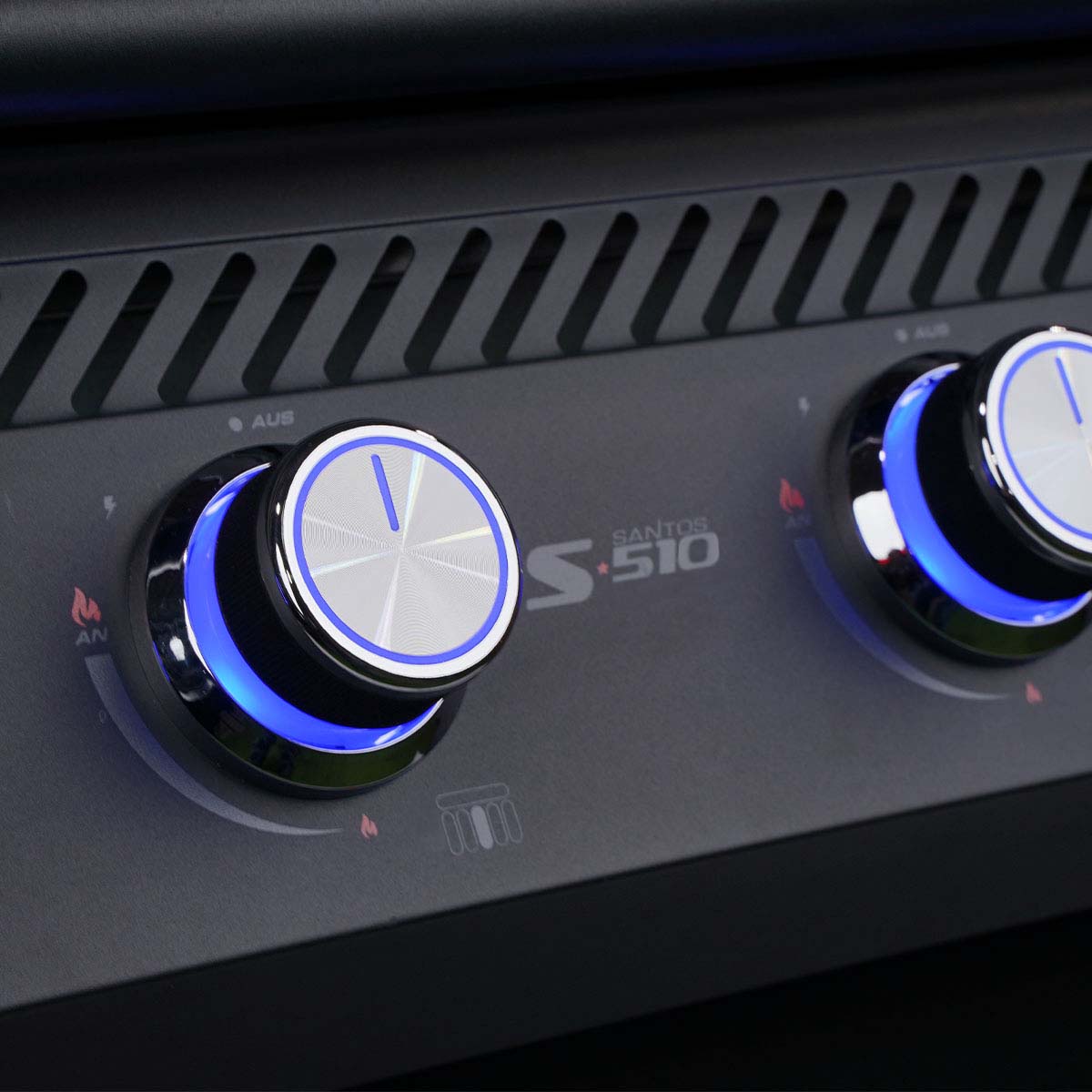 SANTOS Free S-510 PRO Einbaugrill | Heckbrenner | All Black Beleuchtung